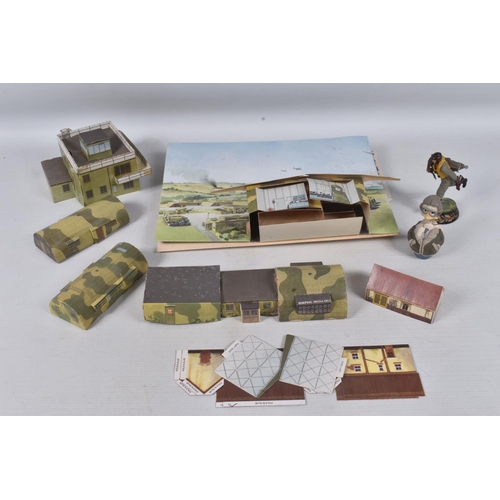 91 - A CARDBOARD  W.W.II R.A.F. AIRFIELD DIORAMA, appears complete but has some minor damage and wear, wi... 