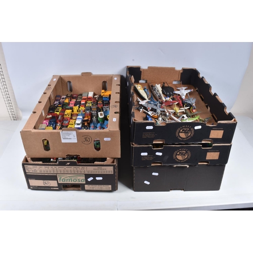 104 - A QUANTITY OF UNBOXED AND ASSORTED PLAYWORN DIECAST & PLASTIC VEHICLES, to include Matchbox, Husky, ... 