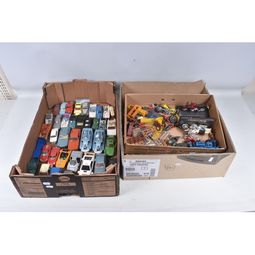 105 - A QUANTITY OF UNBOXED AND ASSORTED PLAYWORN DIECAST VEHICLES, to include assorted Corgi Toys cars fr... 