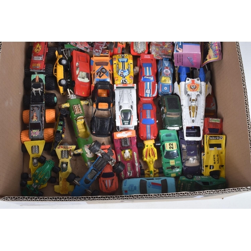 105 - A QUANTITY OF UNBOXED AND ASSORTED PLAYWORN DIECAST VEHICLES, to include assorted Corgi Toys cars fr... 