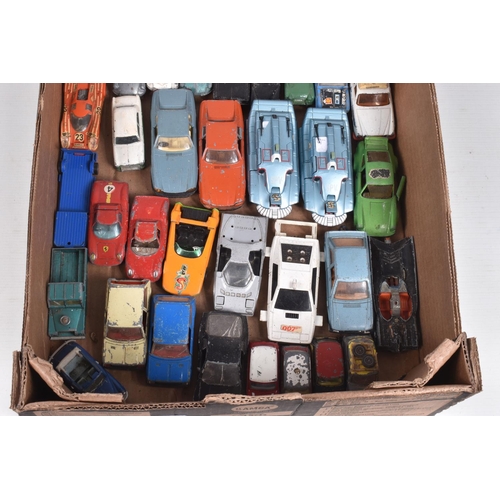 105 - A QUANTITY OF UNBOXED AND ASSORTED PLAYWORN DIECAST VEHICLES, to include assorted Corgi Toys cars fr... 