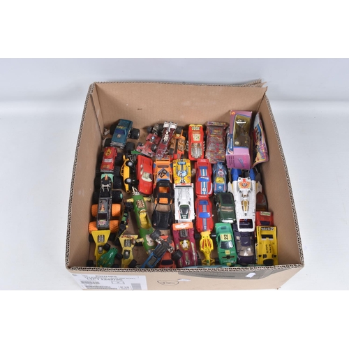 105 - A QUANTITY OF UNBOXED AND ASSORTED PLAYWORN DIECAST VEHICLES, to include assorted Corgi Toys cars fr... 