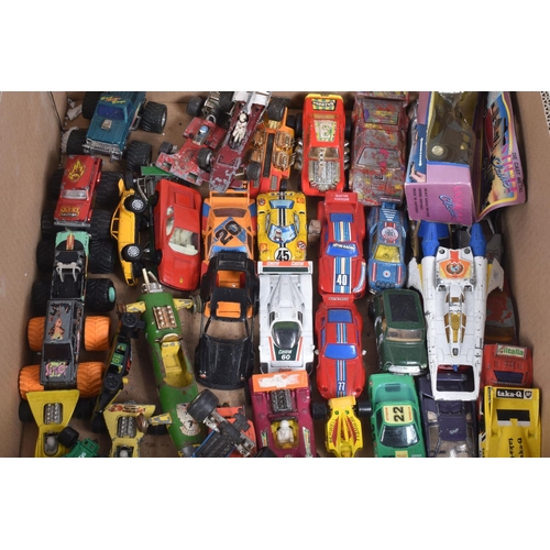 105 - A QUANTITY OF UNBOXED AND ASSORTED PLAYWORN DIECAST VEHICLES, to include assorted Corgi Toys cars fr... 