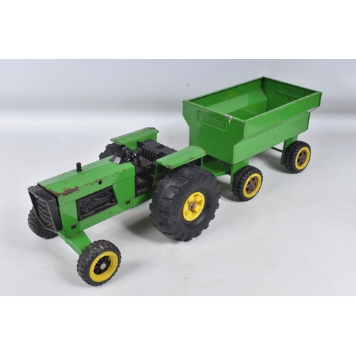 113 - A QUANTITY OF TONKA TOYS TRACTORS AND TRAILERS, three tractors, four trailers and a Farm Master trac... 