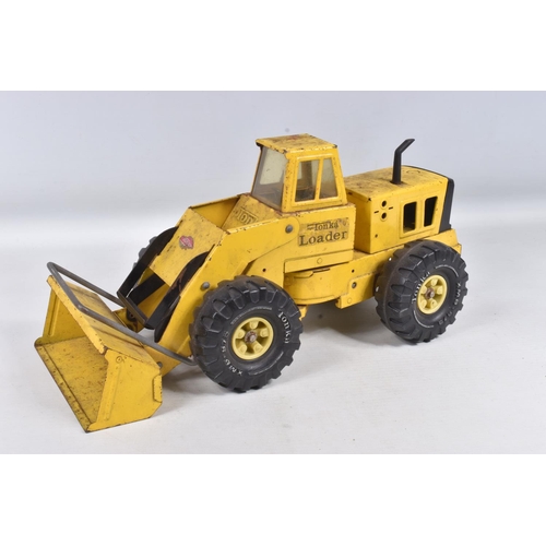 116 - FIVE ITEMS OF MIGHTY TONKA TOYS CONSTRUCTION EQUIUPMENT, Lorry/Truck mounted Grab Crane, Tracked Bul... 