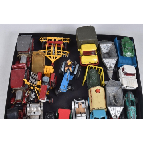 93 - A QUANTITY OF UNBOXED AND ASSORTED PLAYWORN DIECAST VEHICLES, to include Corgi Toys Mini Cooper S, N... 