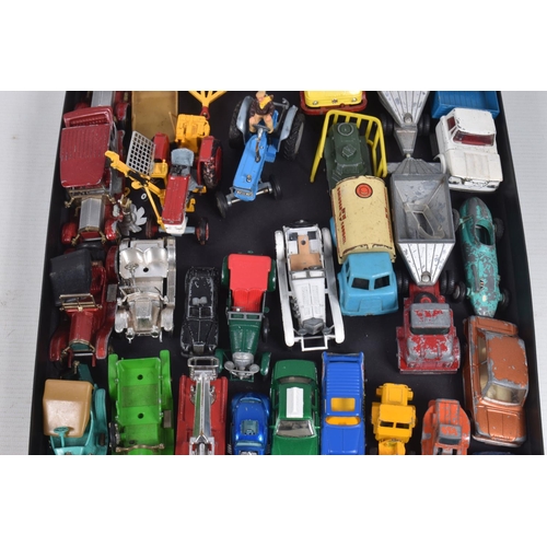 93 - A QUANTITY OF UNBOXED AND ASSORTED PLAYWORN DIECAST VEHICLES, to include Corgi Toys Mini Cooper S, N... 