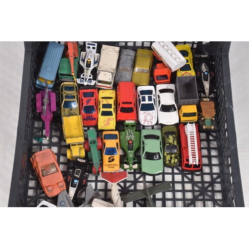 96 - A QUANTITY OF UNBOXED AND ASSORTED PLAYWORN DIECAST VEHICLES, includes a quantity of film and TV rel... 