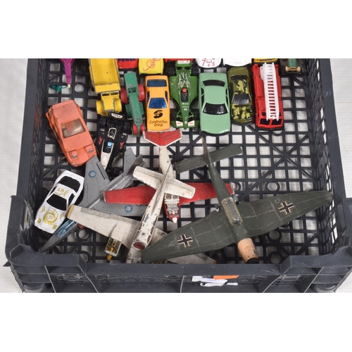 96 - A QUANTITY OF UNBOXED AND ASSORTED PLAYWORN DIECAST VEHICLES, includes a quantity of film and TV rel... 