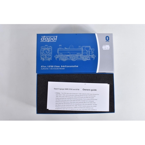 117 - A BOXED DAPOL O GAUGE  MODEL LOCOMOTIVE, the 7S-007-002 model is 57xx/8750 Class 0-6-0 Pannier 'Grea... 