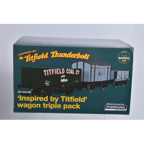 123 - A COLLECTION OF BOXED  RAPIDO TRAINS UK OO GAUGE RAILWAY SETS, to include a Wagon Triple Pack 'Inspi... 