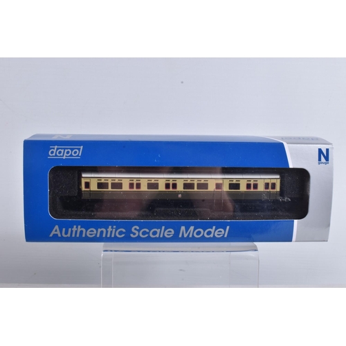 137 - A COLLECTION OF BOXED N GAUGE COACHES AND ROLLING STOCK, to include three Dapol Autocoaches, a GWR '... 