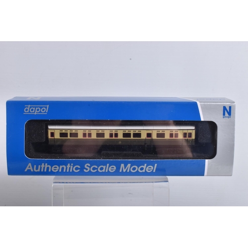 137 - A COLLECTION OF BOXED N GAUGE COACHES AND ROLLING STOCK, to include three Dapol Autocoaches, a GWR '... 