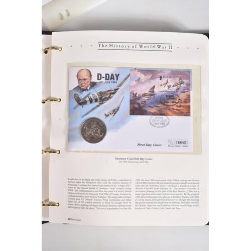 182 - THE HISTORY OF WWII THEMATIC STAMP AND COVER COLLECTION IN SIX ALBUMS PLUS ONE EMPTY, Includes a num... 