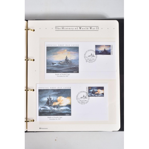 182 - THE HISTORY OF WWII THEMATIC STAMP AND COVER COLLECTION IN SIX ALBUMS PLUS ONE EMPTY, Includes a num... 