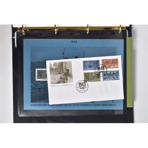 182 - THE HISTORY OF WWII THEMATIC STAMP AND COVER COLLECTION IN SIX ALBUMS PLUS ONE EMPTY, Includes a num... 