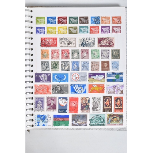 183 - BOX WITH FOUR ALBUMS OF WORLDWIDE STAMPS AND LOOSE IN PACKETS