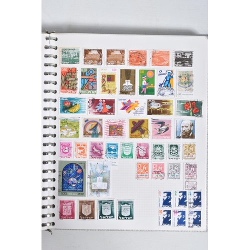 183 - BOX WITH FOUR ALBUMS OF WORLDWIDE STAMPS AND LOOSE IN PACKETS