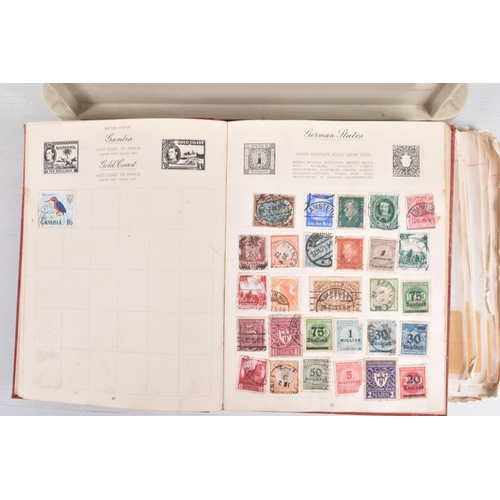 198 - LARGE ACCUMULATION OF STAMPS IN THREE BOXES AND A CARRIER BAG, we note a few GB presentation packs, ... 