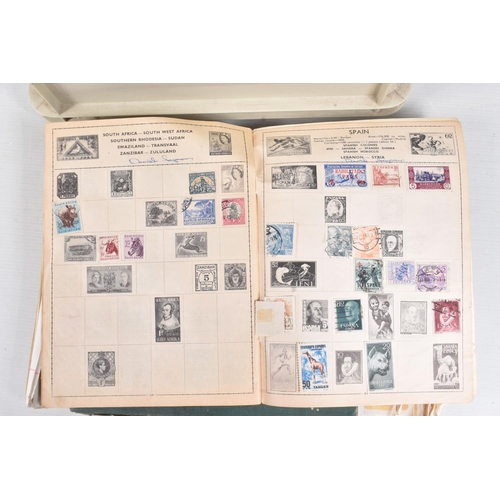 198 - LARGE ACCUMULATION OF STAMPS IN THREE BOXES AND A CARRIER BAG, we note a few GB presentation packs, ... 