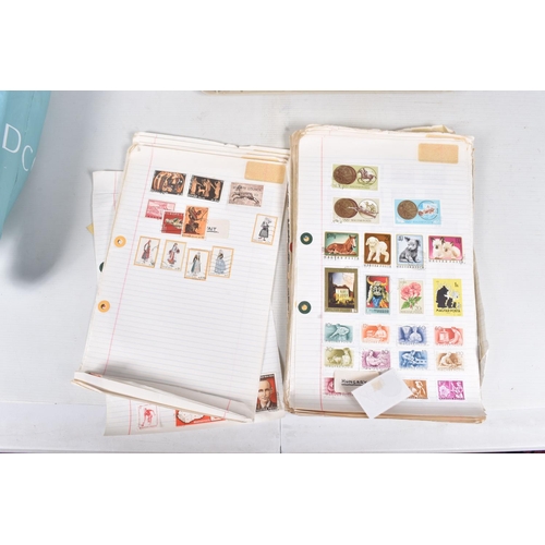 198 - LARGE ACCUMULATION OF STAMPS IN THREE BOXES AND A CARRIER BAG, we note a few GB presentation packs, ... 