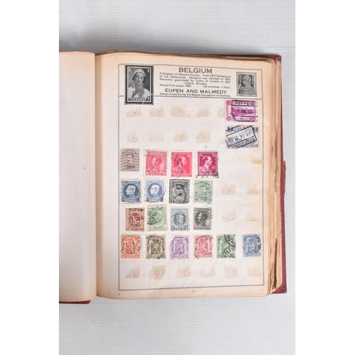 205 - BOX OF STAMPS IN AN ALBUM INCLUDING M+U GB COLLECTION AND AN OLD MOVALEAF ALBUM WITH CONTENTS