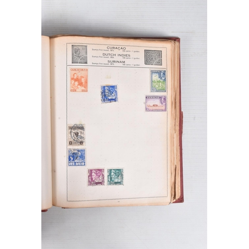 205 - BOX OF STAMPS IN AN ALBUM INCLUDING M+U GB COLLECTION AND AN OLD MOVALEAF ALBUM WITH CONTENTS