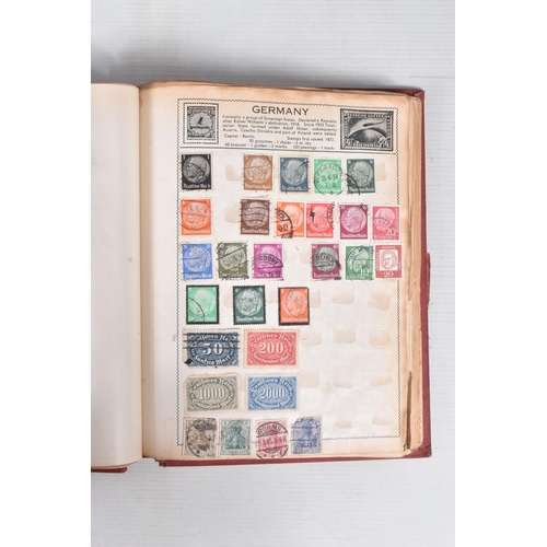 205 - BOX OF STAMPS IN AN ALBUM INCLUDING M+U GB COLLECTION AND AN OLD MOVALEAF ALBUM WITH CONTENTS