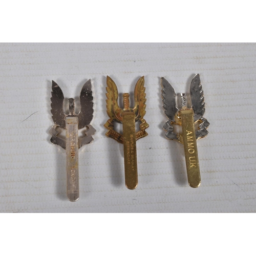 232 - A SMALL SELECTION OF SPECIAL AIR SERVICE REGIMENT(SAS) Cap badges maker marked to reverse, Ammo UK, ... 