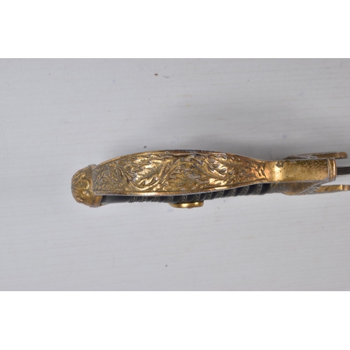 235 - A GERMAN THIRD REICH OFFICERS SWORD MADE BY EICKHORN, this has a gilt aluminium hilt and an eagle on... 