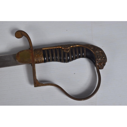 238 - AN IMPERIAL GERMANY LIONS HEAD OFFICERS SABRE, the blade has no etching on it but comes complete wit... 