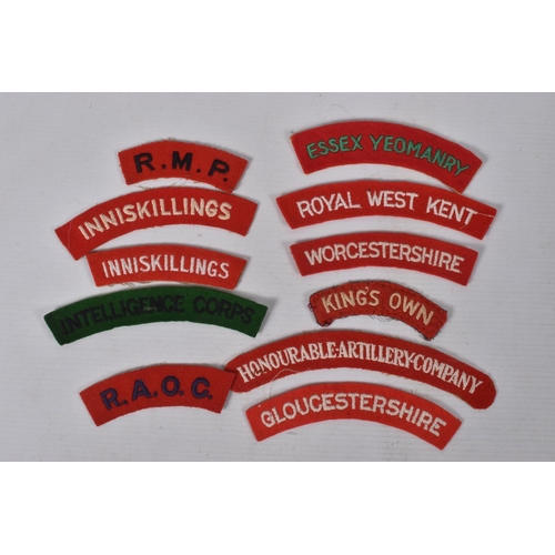 253 - SELECTION OF BRITISH REGIMENT SHOULDER PATCHES, WW2 AND LATER to include, Guernsey CI RASC, Intel Co... 