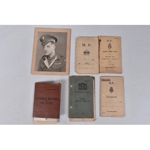 262 - BOX CONTAINING VARIOUS AND INTERESTING ITEMS OF MILITARY EPHEMERA to include, Soldiers Photo in fold... 