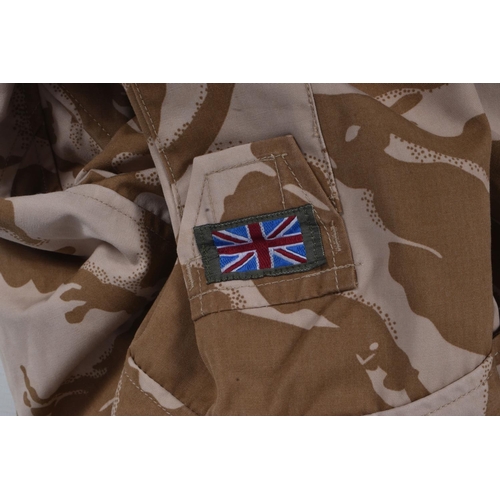 268 - BOX CONTAINING A NUMBER OF MILITARY UNIFORM ITEMS AS FOLLOWS, standard Camo shirt believed UK no lab... 