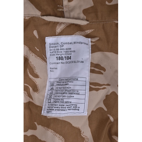 268 - BOX CONTAINING A NUMBER OF MILITARY UNIFORM ITEMS AS FOLLOWS, standard Camo shirt believed UK no lab... 