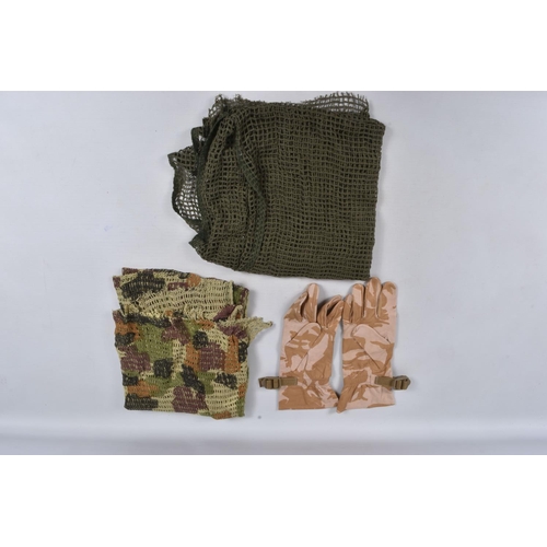 268 - BOX CONTAINING A NUMBER OF MILITARY UNIFORM ITEMS AS FOLLOWS, standard Camo shirt believed UK no lab... 