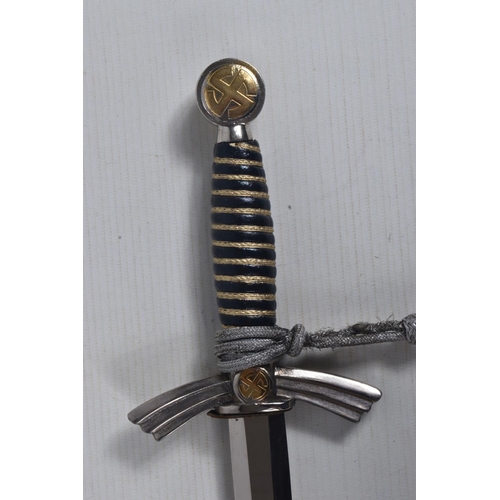 271 - A GERMAN LUFTWAFFE DAGGER WITH SCABBARD AND PORTEPEE, the blade is maker marked for F.W. Holler of S... 