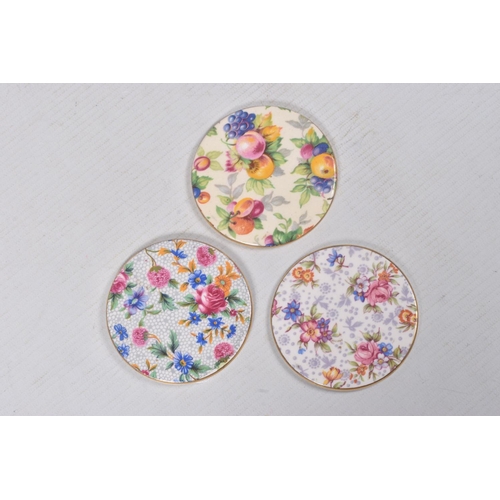 311 - THREE ROYAL WINTON CHINTZ COASTERS in varying designs to include 'Old Cottage Chintz,' 'Eleanor,' an... 