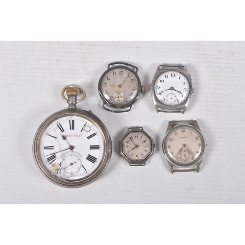 317 - A BAG OF ASSORTED WATCHES, to include an AF open face pocket watch, manual wind, round white dial si... 