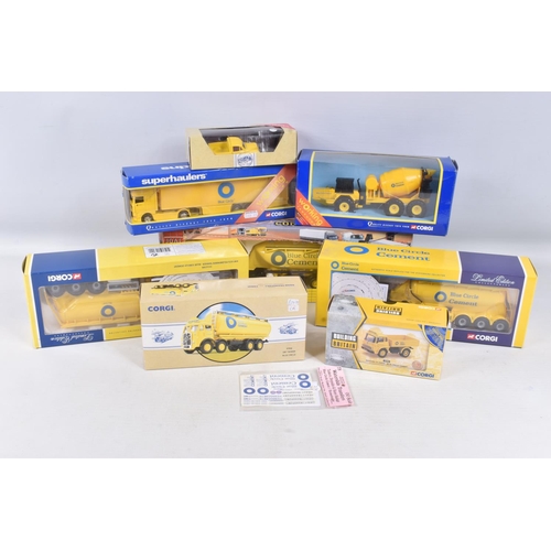 5 - SEVEN BOXED CORGI DIECAST BLUE CIRCLE CEMENT AND TRANSPORT TRUCKS, to include a Limited Edition Buil... 