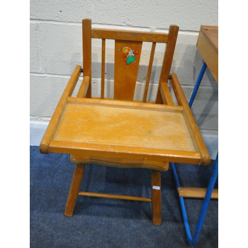 176 - A SELECTION OF CHILDS FURNITURE, to include two desks, each with a hinged lid, largest width 50cm x ... 