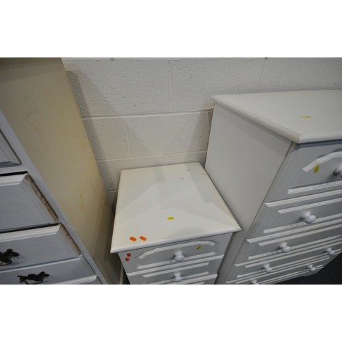 200 - A WHITE PAINTED CHEST OF TWO SHORT OVER FIVE LONG DRAWERS, width 90cm x depth 42cm x height 132cm, a... 