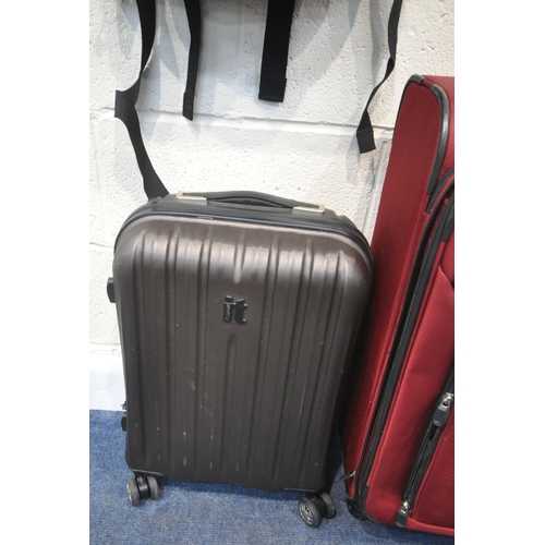 201 - A QUANTITY OF LUGGAGE, varying in size, colour, material, etc, comprising six suitcases, and a backp... 