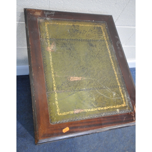 236 - A 20TH CENTURY MAHOGANY TWO DRAWER FILING CABINET, with a green leather writing surface, width 49cm ... 