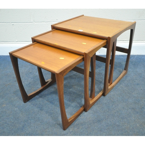 258 - A MID-CENTURY TEAK G PLAN QUADRILLE NEST OF THREE TABLES, largest table width 54cm x depth 44cm x he... 