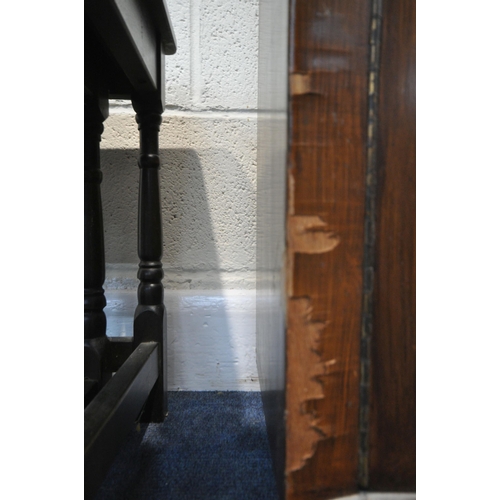 259 - A 20TH CENTURY OAK BOOKCASE, with double glass sliding doors, over double cupboard doors, width 78cm... 