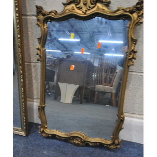 260 - TWO GILT FRAME WALL MIRRORS, largest 124cm x 37cm, condition report: overall good condition (2)