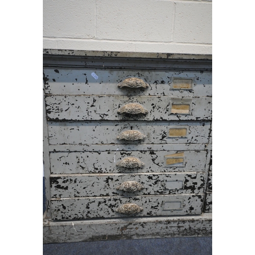 262 - A PAINTED BEECH CHEST OF TWELVE DRAWERS, width 132cm x depth 49cm x height 72cm, condition report: m... 