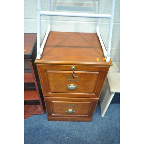 289 - A TWO DRAWER FILING CABINET, width 46cm x depth 42cm x height 78cm, a revolving bookcase, a commode,... 