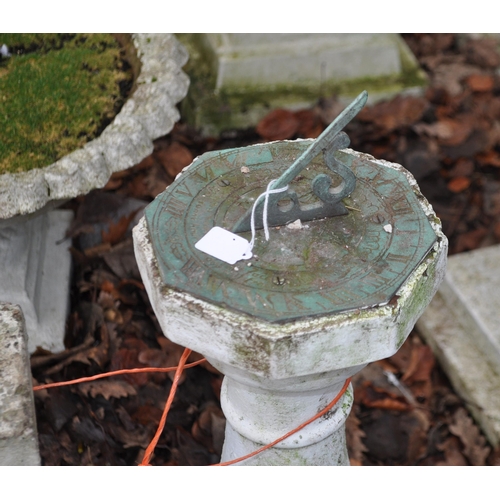 31 - A COMPOSITE SUNDIAL with a green plastic dial along with another column, Condition Report: some pain... 